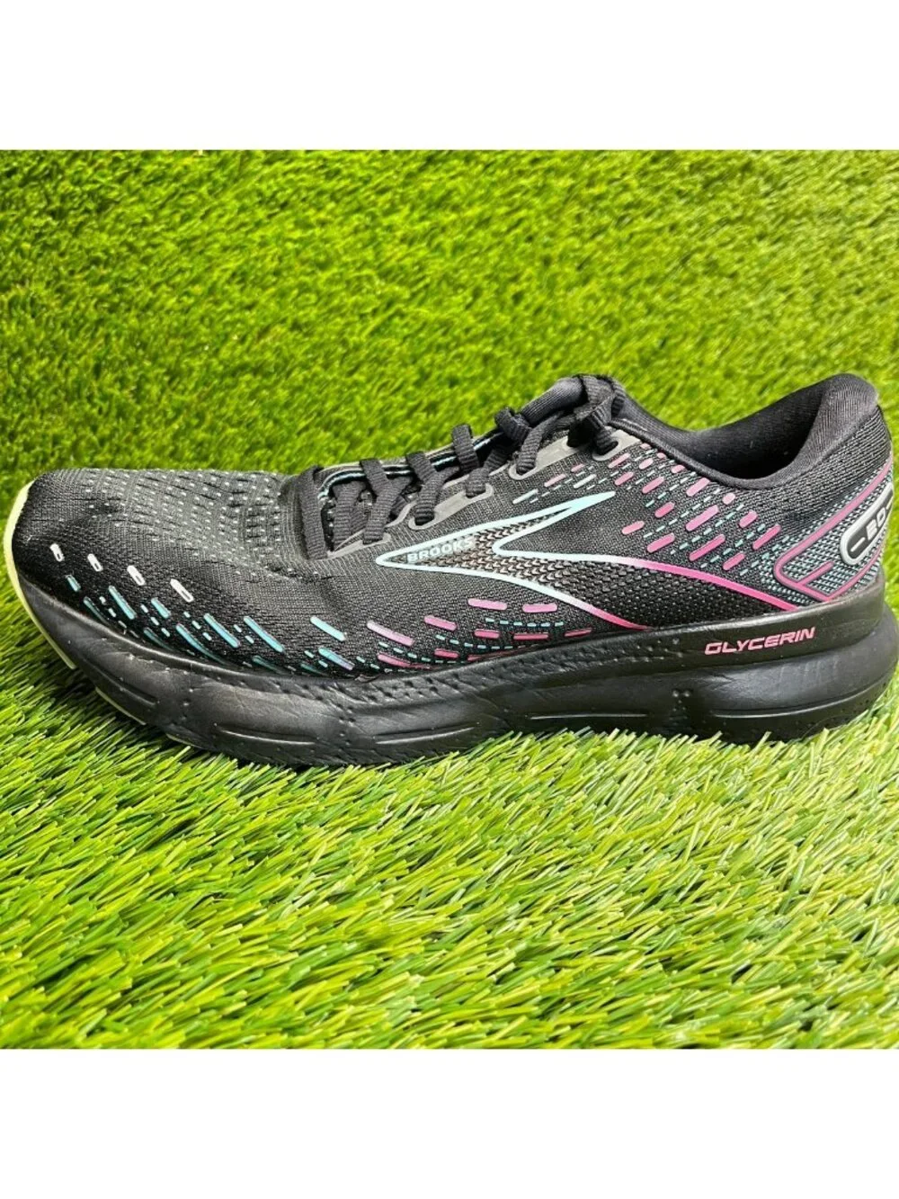 Brooks Glycerin 20 Womens Size 10 Black Blue Athletic Running Shoes Sneakers